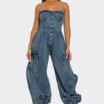 Corset Denim Drawstring Jumpsuit
