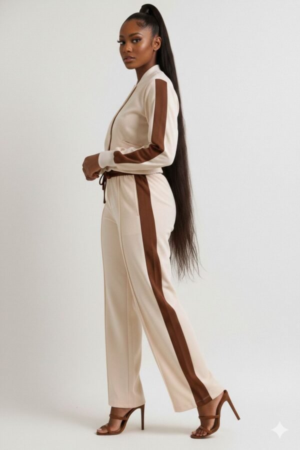 Woven Jacket and Pants Sets With Stripes