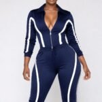 Zip Front Striped Jogger Set