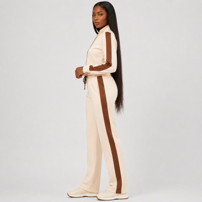 Woven Jacket and Pants Sets With Stripes
