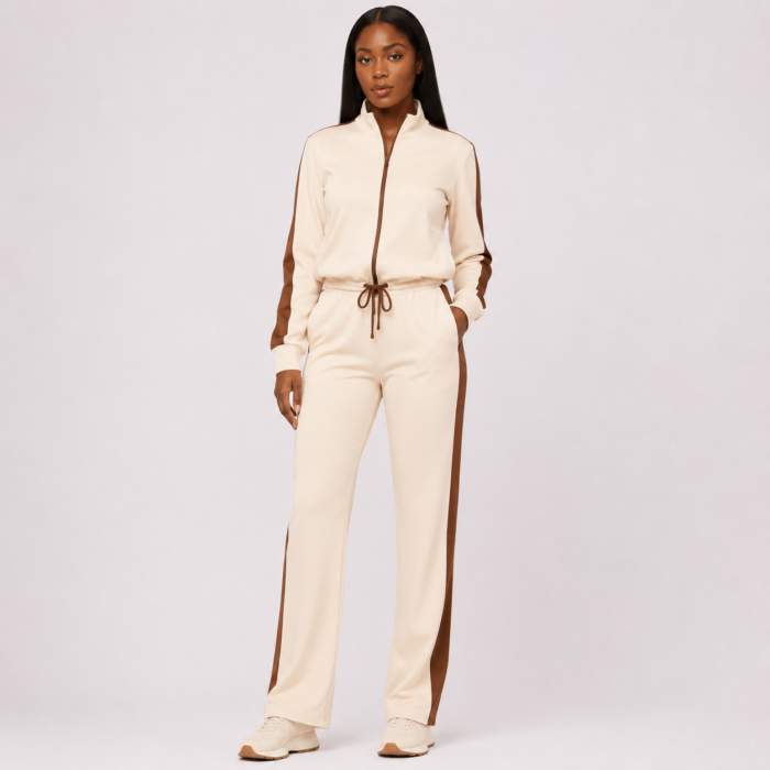 Woven Jacket and Pants Sets With Stripes