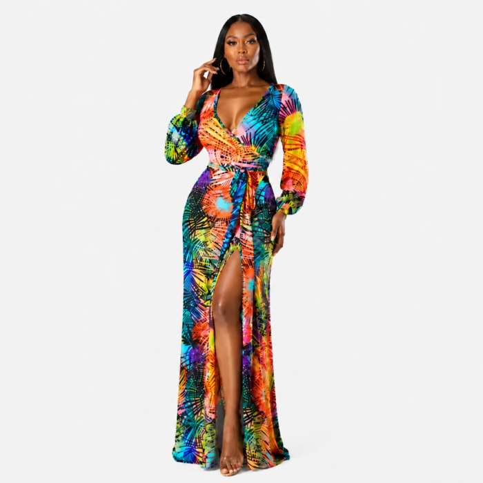 Tropical High split Maxi Dress