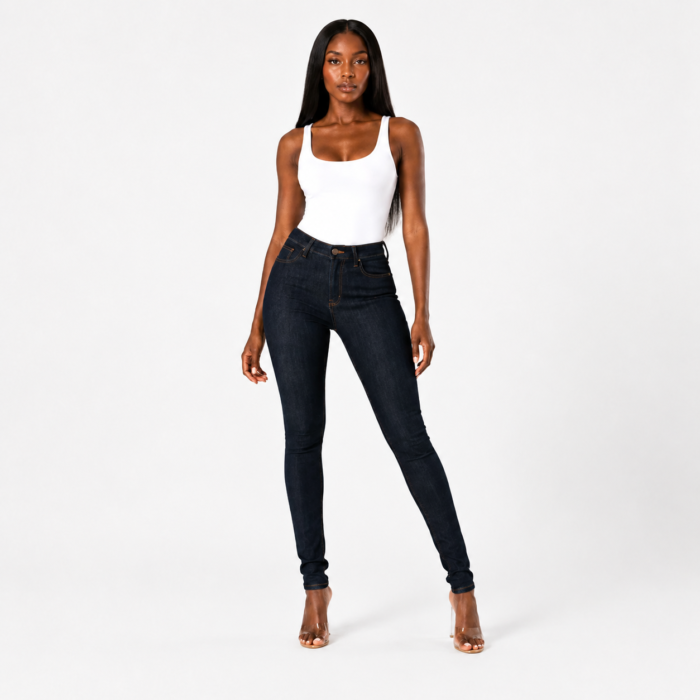 High Rise Dark Blue Washed Basic Skinny Jeans