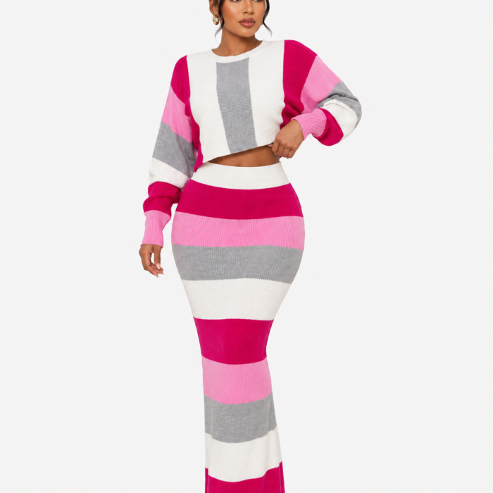 Knit Cropped Skirt Set